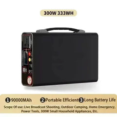 300W Portable Power Station 220V Solar Generator Outdoor Camping Emergency Mobile Power Bank 90000mAh LiFePO4 Backup Battery
