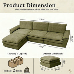 Modern Cloud Modular Sofa Set, Soft Thick Memory Foam, Frameless Couch with Pillows, Easy Assembly for Living Room Bedroom