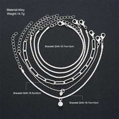 6pcs 925 Sterling Silver Rhinestone Bracelets for Women Girls Luxury