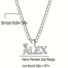 Custom Name Double-Layer Necklace Personalized Crown Double Nameplate Pendant 304 Stainless Steel Cuban Chain Fashionable Chain