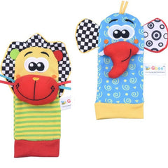 Baby Wrist Rattles Socks Newborn Animal Socks Infants Foot Finder Wrist Strap Baby Socks Sensory Toys Baby Toys 0-12 Months Gift