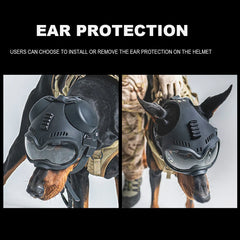 Tactical Dog Outdoor Hunting Training K9 Helmet, Large Dog Patrol Dogs Sheepdog Pet Motorcycle Protective Helmet with Goggles