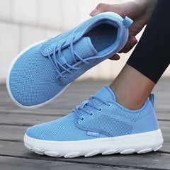 Men's and Women's Barefoot Shoes Wide Version Simple Platform Walking Sneaker Lace Up Outdoor Lightweight Casual Running Shoes