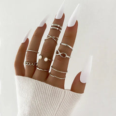 Silver Color Crystal Rings Set for Women, Cubic Zirconia Moon Arrow Flower Heart Finger Wedding Rings, Female Fashion Jewelry