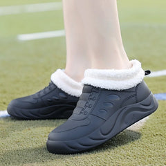 New winter warm plush rain shoes women's galoshes waterproof fur lined water resistant boots woman chunky Insulated rubber shoes