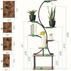 8‑Tier Metal Plant Stand with LED Grow Lights, Irregular Multi‑Layer Flower Rack for Multiple Potted Plants, Heavy Duty Plant Display Shelf for Indoor Patio Living Room Study Bedroom, Ideal Gift for Plant Lovers