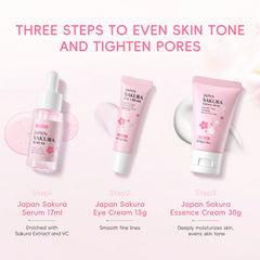 Sakura Skin Care Sets Face Cream Serum Toner Facial Cleanser Sunscreen Eye Cream Gift Box Face Skin Care Set Product 3pcs/Set