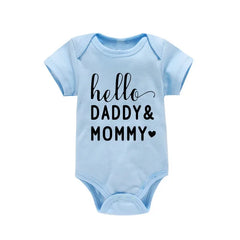 Hello Daddy Mommy Newborn Baby Bodysuit Pure Cotton Short Sleeve Summer Jumpsuit Cute Baby Onesie
