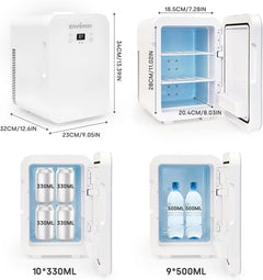 Enventor 10L Mini Car Refrigerator Portable Skincare Fridge AC 120V/DC 12V Thermoelectric Cooler and Warmer Function For Camping