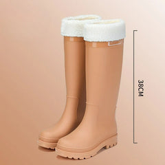 Adult Fashion Tall Rain Shoes Women's Water Boots Velvet Waterproof and Non-slip Outer Snow Boots