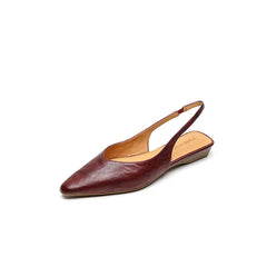 2025 New Summer Women Mules Genuine Leather Women Shoes Pointed Toe Low Heel Cover Toe Modern Women Sandals Ladies Shoes