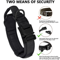 Tactical Dog Collar Adjustable Military Nylon Dog Collar with Control Handle Heavy Duty Metal Buckle for Medium Large Dogs