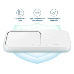 Wireless Charger Duo with Travel Adapter 15W,For Samsung Galaxy S23/S21/S10/S9/S8/Note20+/Smart Watch3-7 Airpods3 Qi EP-P5400