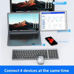 Wireless Bluetooth Dual Mode Keyboard Mouse Set Ultra-Thin Rechargeable Long Battery Life Silent