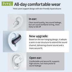 HTC NE38 Bluetooth V6.0 Earphone AI Translation Earbuds OWS Titanium-Wire Wireless Headphones HD Calls Ultralight Earhook