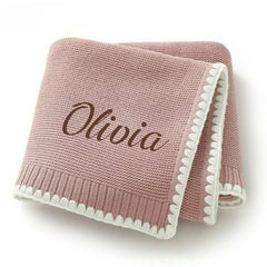 Personalized Name Breathable Baby Blanket Boys Girls Swaddle Wraps Newborn Nap Blankets Knitted Acrylic Infant Security Blankets