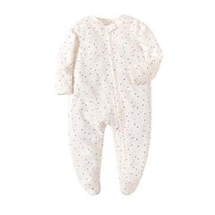 Unisex Newborn Baby Footed Pajamas Long Sleeve Zipper Romper Cotton Jumpsuit Solid White 0-12 Months Fashion Baby Clothes