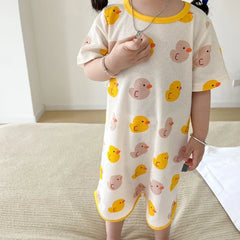 0-3 Years Newborn Ice Silk Thin Sleepwear Print Babysuits Cartoon