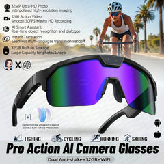 2026 New AI Smart Sports shooting&recording Glasses 800W Camera HD Anti-shake Bicycle Riding Shooting Artifact Windproof Goggles