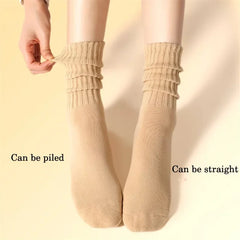 6 pairs of women's mid leg pleated socks, suitable for casual clothing, daily comfortable and soft texture