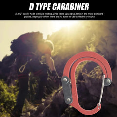 Multifunctional Aluminum Alloy Hybrid Gear D-Type Utility Hooks 360 Degree Rotatable Quick-Hanging Carabiner for Outdoor Camping