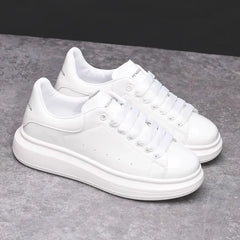 Brand Men's Shoes Black Glossy Casual Men Shoes White Fashion Couple