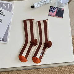 1Pairs Striped Funny Socks Korean Japanese Man Women Design Unisex Fashion Trendy Crew Stockings