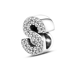 Fit Original Bangle Bracelet DIY A-Z Alphabet Charms Bead 925 Sterling Silver CZ Zircon LOVE Letter Dangle Pendant Jewelry Gift