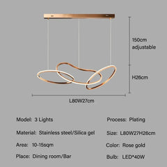 Modern Rings Pendant Lights Black&Golden for Living Dining Room Bedroom Ceiling Chandelier Lamps Indoor Hanging Lighting Fixture