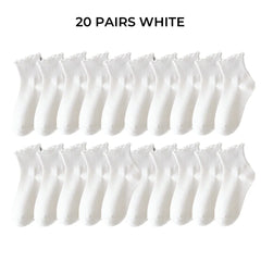 Women's Crew Socks with Ruffles, White and Black, Comfortable, Breathable, Moisture-Absorbing and Sweat-Wicking