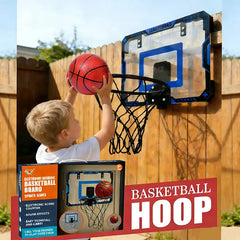Basketball Hoop Wall Mounted, Over Door Indoor Outdoor Hoop Set with