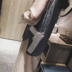 YoReAi New 3D Gun Shaped Chains Women Shoulder Bags Luxury Leather Crossbody Bag Lady High Quality Small Purses Clutch for Girls
