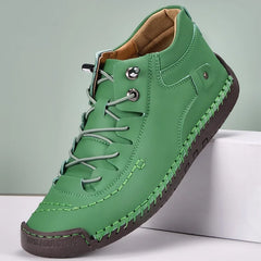 Purple Sneakers Women Casual Shoes Hand-stitching Leather Sneakers Women shoes Mid-top New Slip On Loafers Woman Driving Shoes