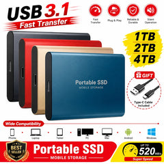 High Efficiency External Hard Disk Mobile Solid State Drive 1TB 2TB TPYE-C Storage Device For Data Backup