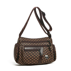 Everyday Versatile Rhombus Pattern Crossbody Bag Trendy Two Color Option, Multi Compartment Layout for Weekend Short Trips