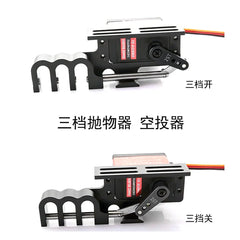 Second/third stage steering gear dropper, airdropper, hook release device, line release and rope throwing device, and drone-moun