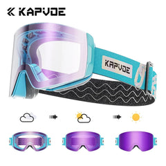 Kapvoe Snow Goggles Ski Snowboarding Skiing Sunglasses for Women Men Anti-Fog Lens UV400 Photochromic Glasses Motorcycle Glasses