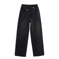 HH 2025 Summer Women's Fashionable Straight Jeans High Waist Vintage Zipper Women's Casual Jeans Commuting Streetwear Y2K