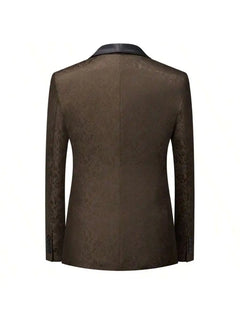 Mens 3 Piece Floral Tuxedo, Jacquard Slim Suit Set, Paisley Blazer Vest and Pants for Prom Wedding