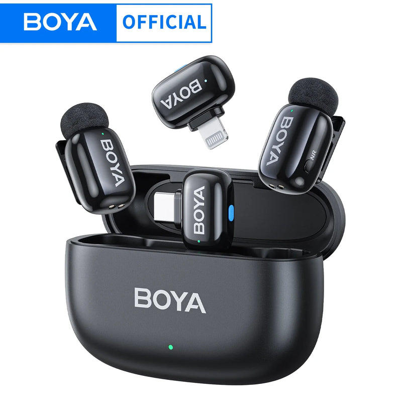 BOYA Mini Wireless Lavalier Lapel Microphone for iPhone iPad Android Type-C Phone Live Broadcast Audio Video Recording Vlog