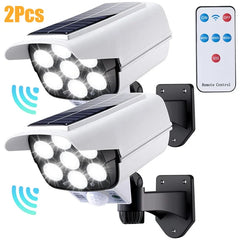 1-2pack 77led Solar Motion Sensor LED Light Outdoor Dummy Camera