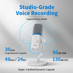 amaran Mic Wireless Desktop Microphone AI Noise Reduction 30mm Capsule 50m Range 60 Hours Battery for Podcasts Livestreams