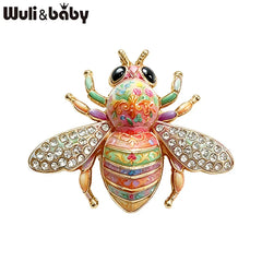 Wuli&baby Cute Rhinestone Bee Brooches For Women Unisex 5-color Beautiful Insects Party Office Brooch Pins Gifts