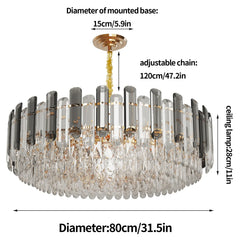 Modern K9 Crystal Chandelier Round Ceiling Fixtures Pendant Lights Living Room Bedroom