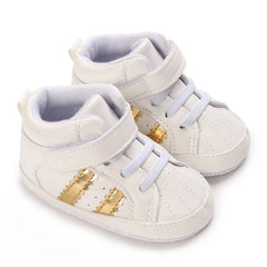 Baby Learning Walk Shoes, Striped PU Sports Shoes for Infants 0-18m