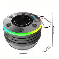 Portable Mini Bluetooth 5.3 Wireless Speaker, Powerful Suction Cup Design With RGB Ambient Light, TWS Stereo Pairing, TF Card & FM Radio Supported For Outdoor Shower Use