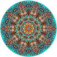 VIKAMA Printed Boho Style Round Crystal Velvet Carpet Floor Mat Living Room Bedroom Coffee Table Hanging Basket Mat
