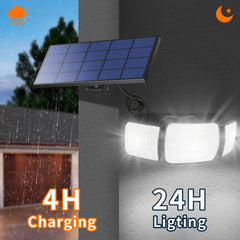 Intelamp Long-Lasting 6000mAh Outdoor Solar LED Light With Large Solar Panel Two Sensors 2.7M Cable Wall Lamp Garden Street