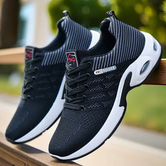 Men's Casual Sneakers Breathable Mesh Lace Up Versatile Lightweight Soft Sole Daily Walking Running Footwear For Outdoor Wear
