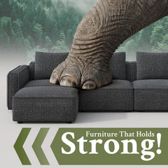 103" Sectional Couch, Locked-in Modular Sectional Sofa, Wood Frame Couches for Living Room, 22" Deep Seat L Shaped, Custom